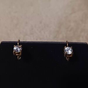 Vintage Gold-Toned CZ Lever-Back Earrings